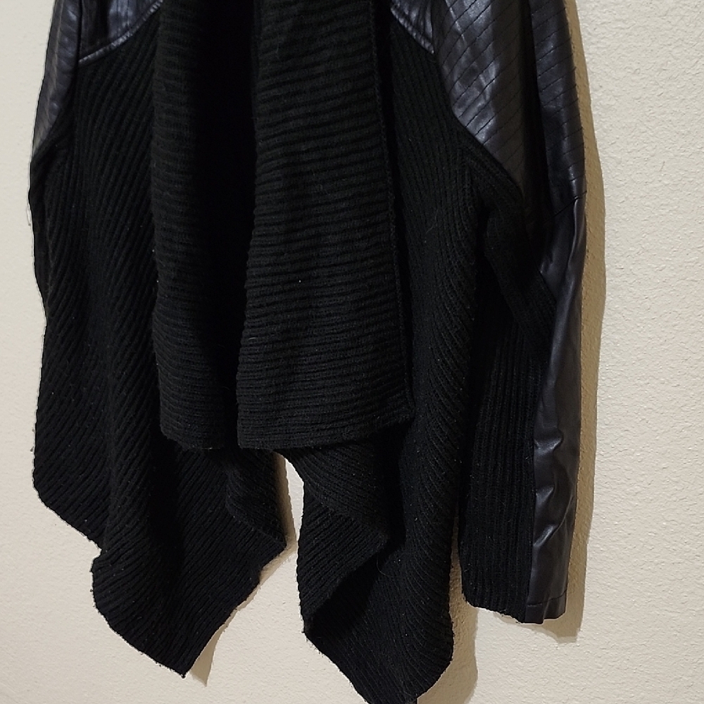 Black Women's Sweater with Leather Accents - Picture 6 of 10